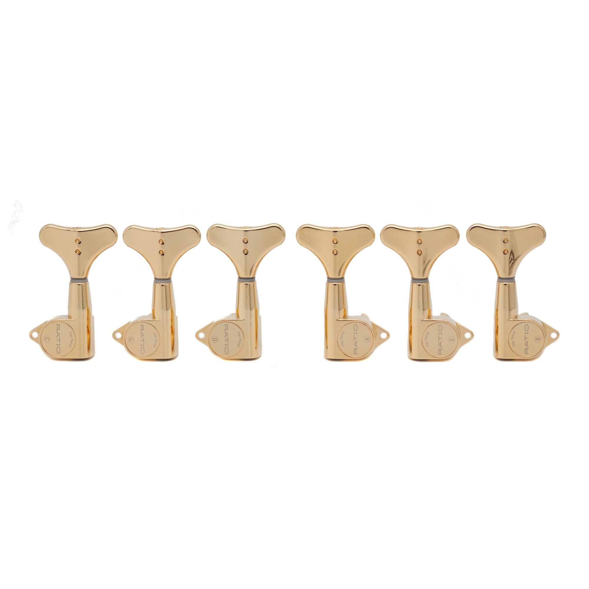 PRB-6330-G0 Ratio Bass Machine Heads with Y-Style Button - 6-String, 3 + 3 - Gold