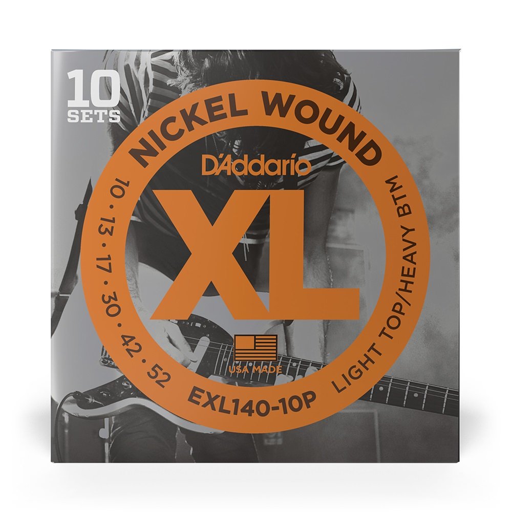 EXL140-10P Saiten für E-Gitarre, mit Nickel umsponnen, Light Top/Heavy Bottom, 10-52, 10 Sätze