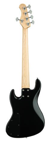 MetroLine 21-Fret Vintage J/J Bass, Swamp Ash - Solid Black Satin 