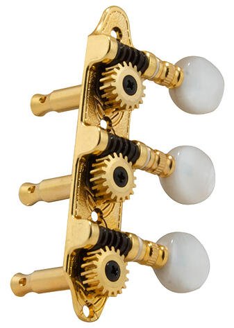 608G Sta-Tite Mini 3-On-A-Plate - Guitar Machine Heads, 3 + 3 - Gold