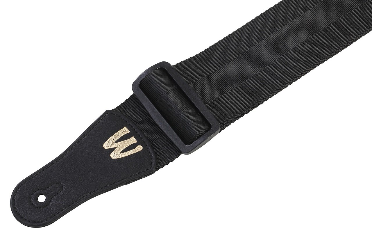 Nylon Bass Strap - Black, Gold Embossing