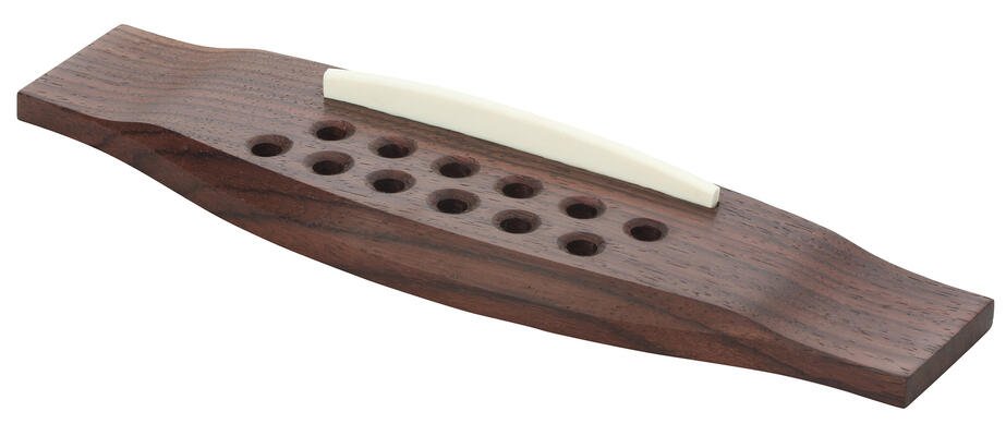 B 3378 - Pin Style Guitar Bridge with Plastic Saddle, 12-String - Rosewood