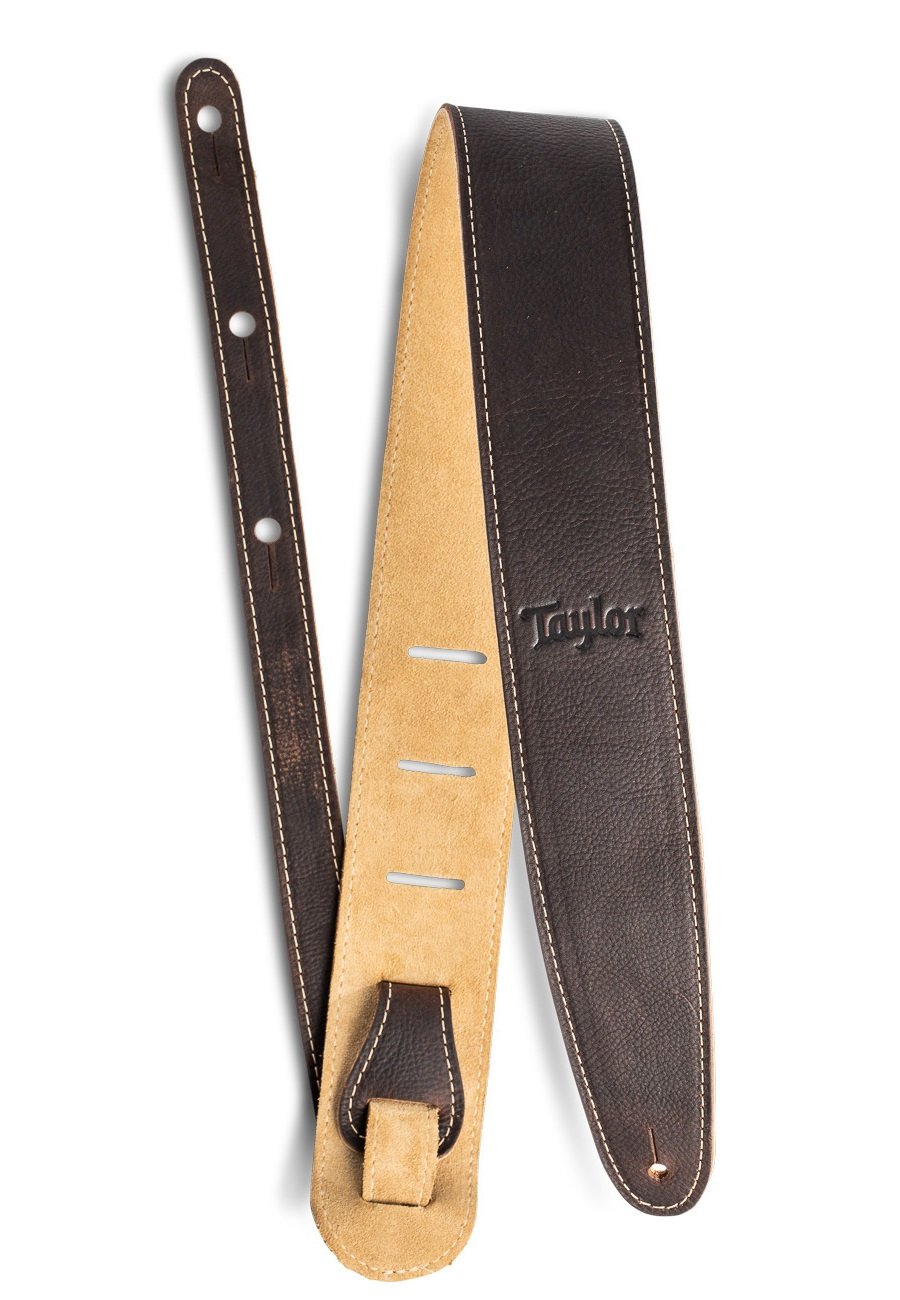 Leather Guitar Strap - Suede Back Choc Brown