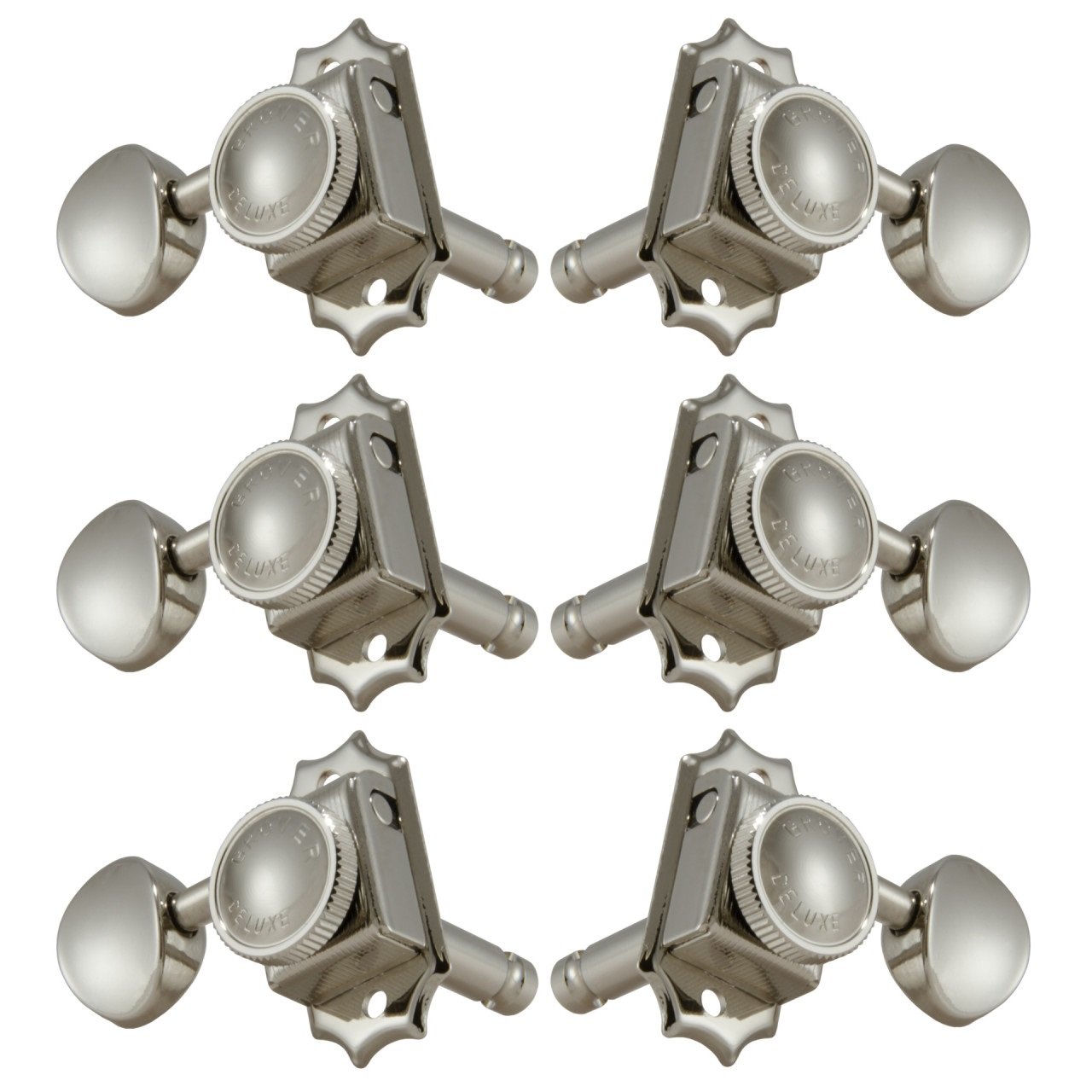 533N Vintage Locking Rotomatics with Metal Button - Guitar Machine Heads, 3 + 3 - Nickel