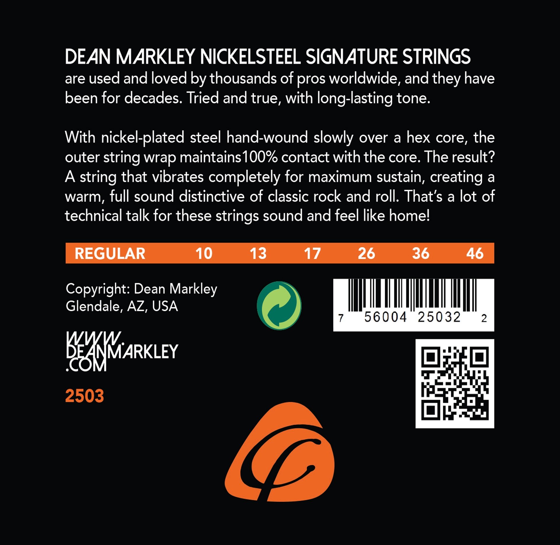 2503 - Electric Guitar String Set, Regular, .010-.046