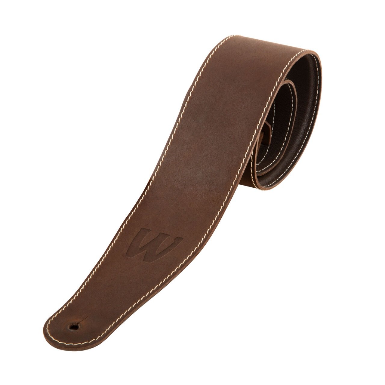 Teambuilt Genuine Leather Bass Strap - Brown, Blind Embossing