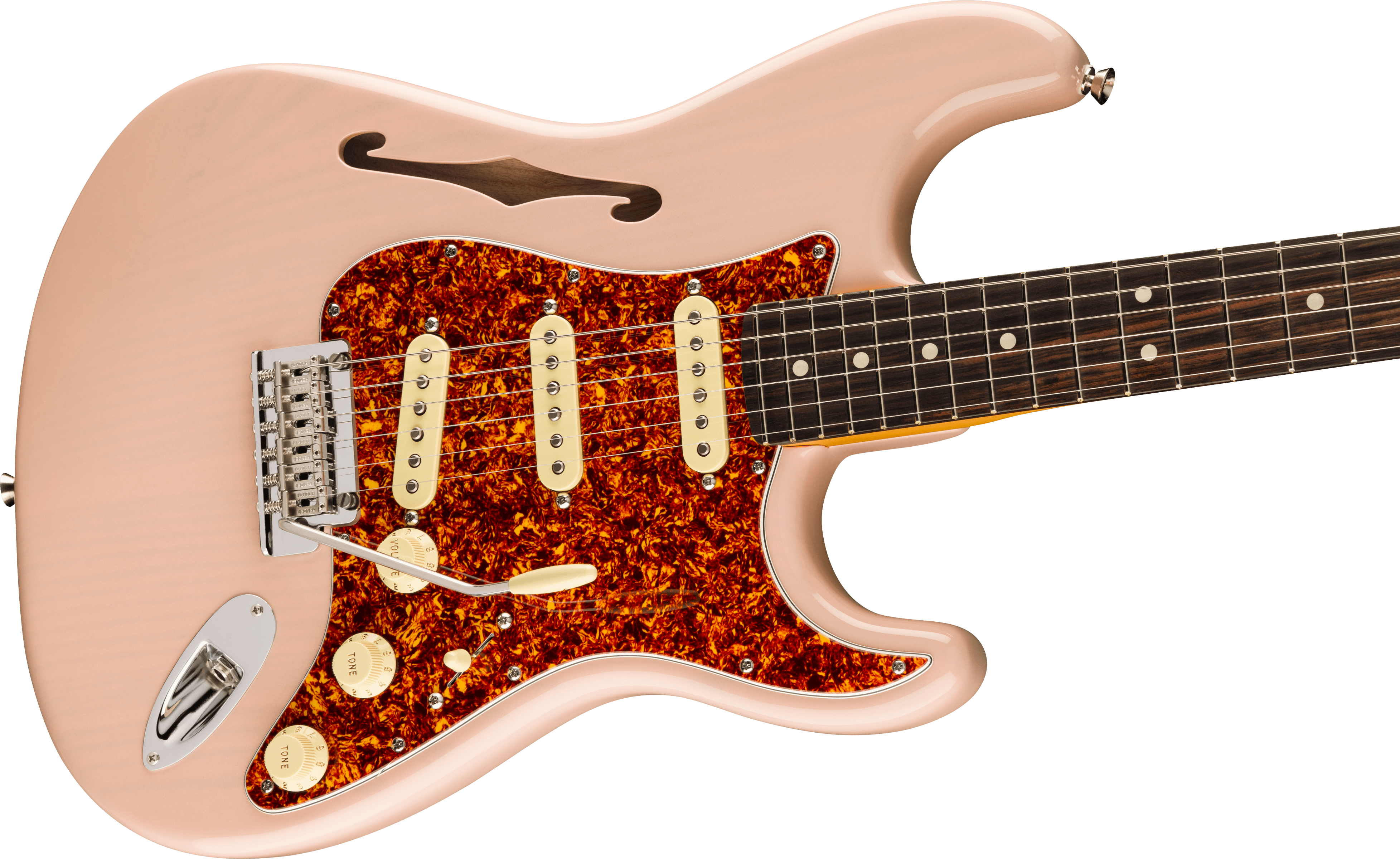 American Professional II Stratocaster® Thinline, Rosewood Fingerboard, Transparent Shell Pink