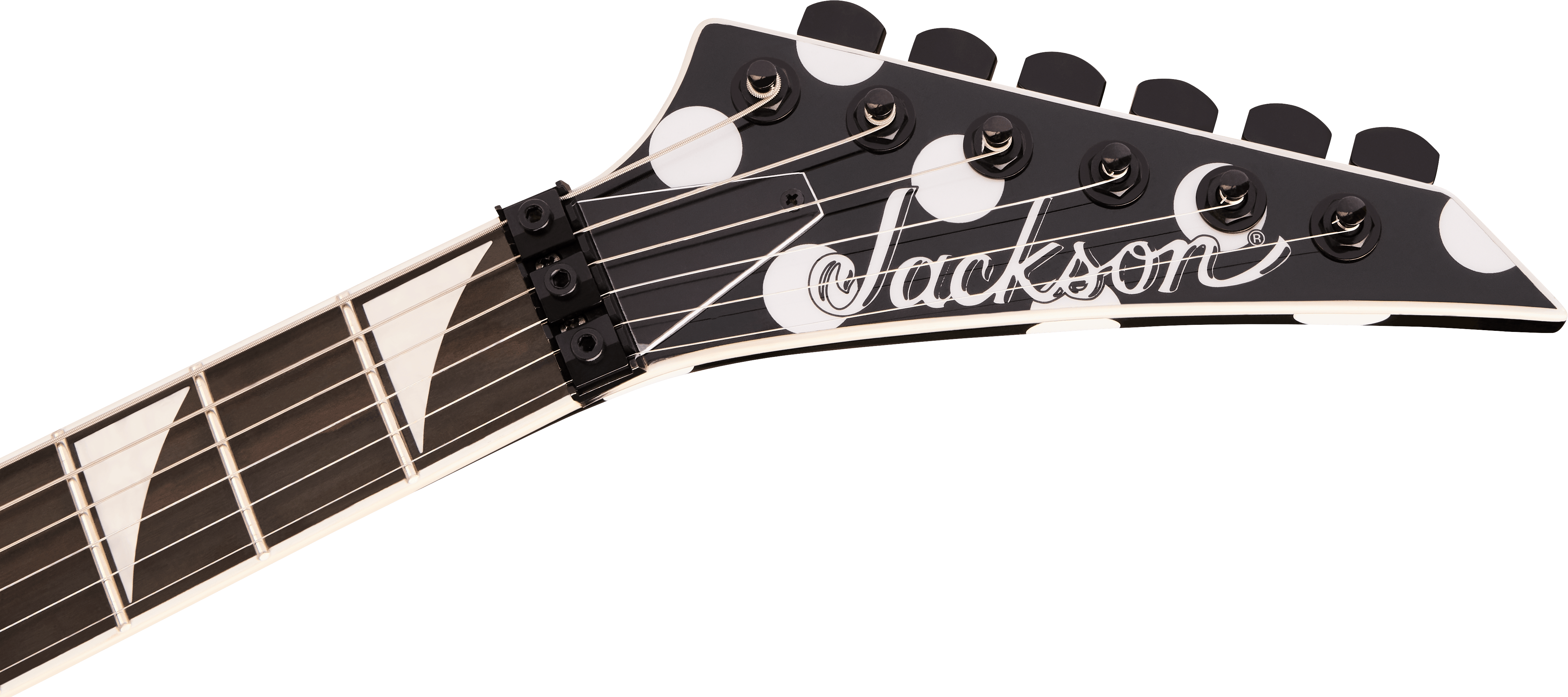 E-Gitarrenhals, Gitarrenkopfplatte, Schwarz-Weiß, Punktmuster, Saitenklemme
