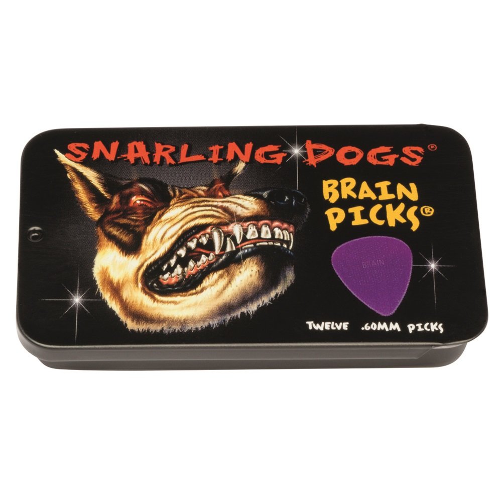 Snarling Dog Brain Picks - 351 Shape (TNSDB351 .60), 12 pcs Pick Tin, 0.60 mm, Purple