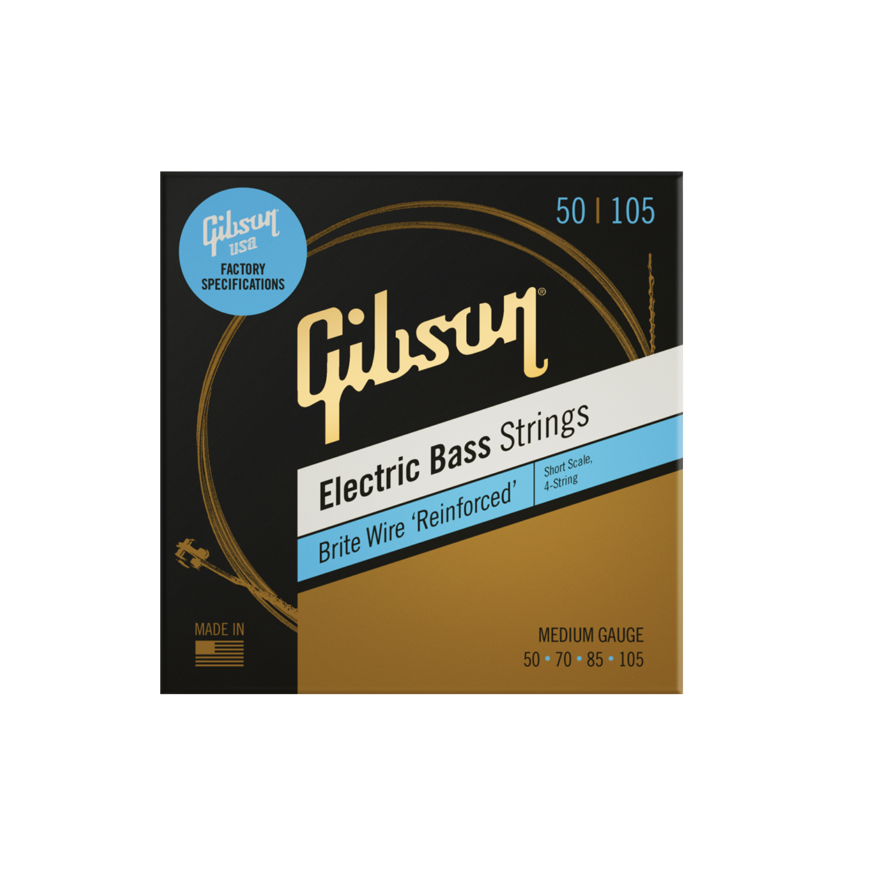 Short Scale Brite Wire E-Bass Strings, 4-String, Roundwound .050-.105