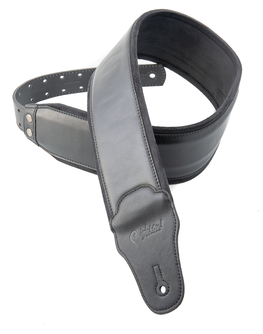 Smooth Black Leather Bass Strap