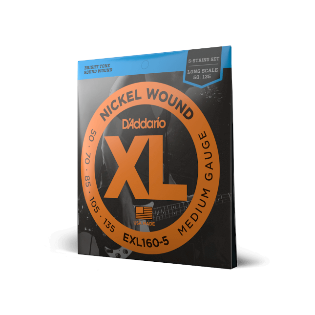 EXL160-5 5-String Nickel Wound Bass Guitar Strings, Medium, 50-135, Long Scale