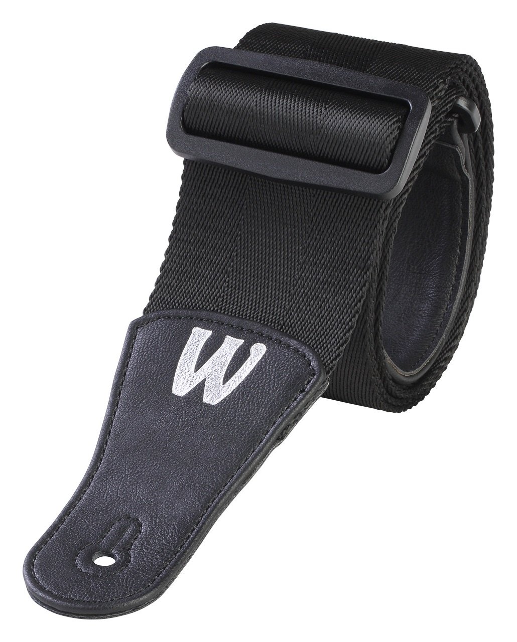 Nylon Bass Strap - Black, Silver Embossing