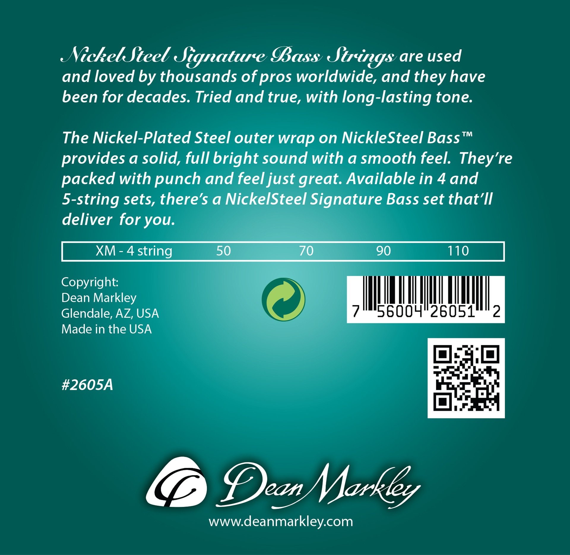 Signature - 2605 A - Electric Bass String Set, 4-String, Extra Medium, .050-.110