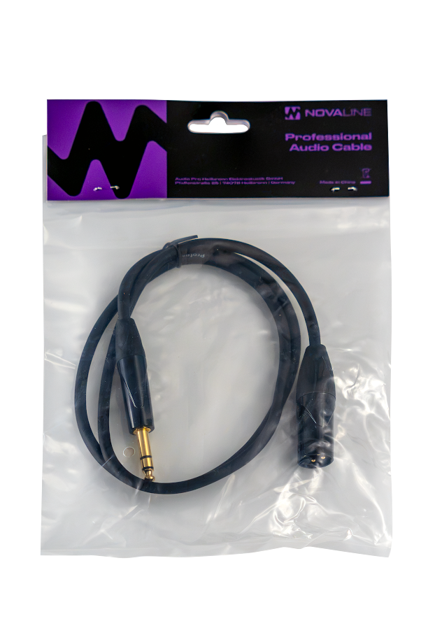Audiokabel, Klinkenstecker, XLR-Buchse, schwarzes Kabel, vergoldeter Stecker