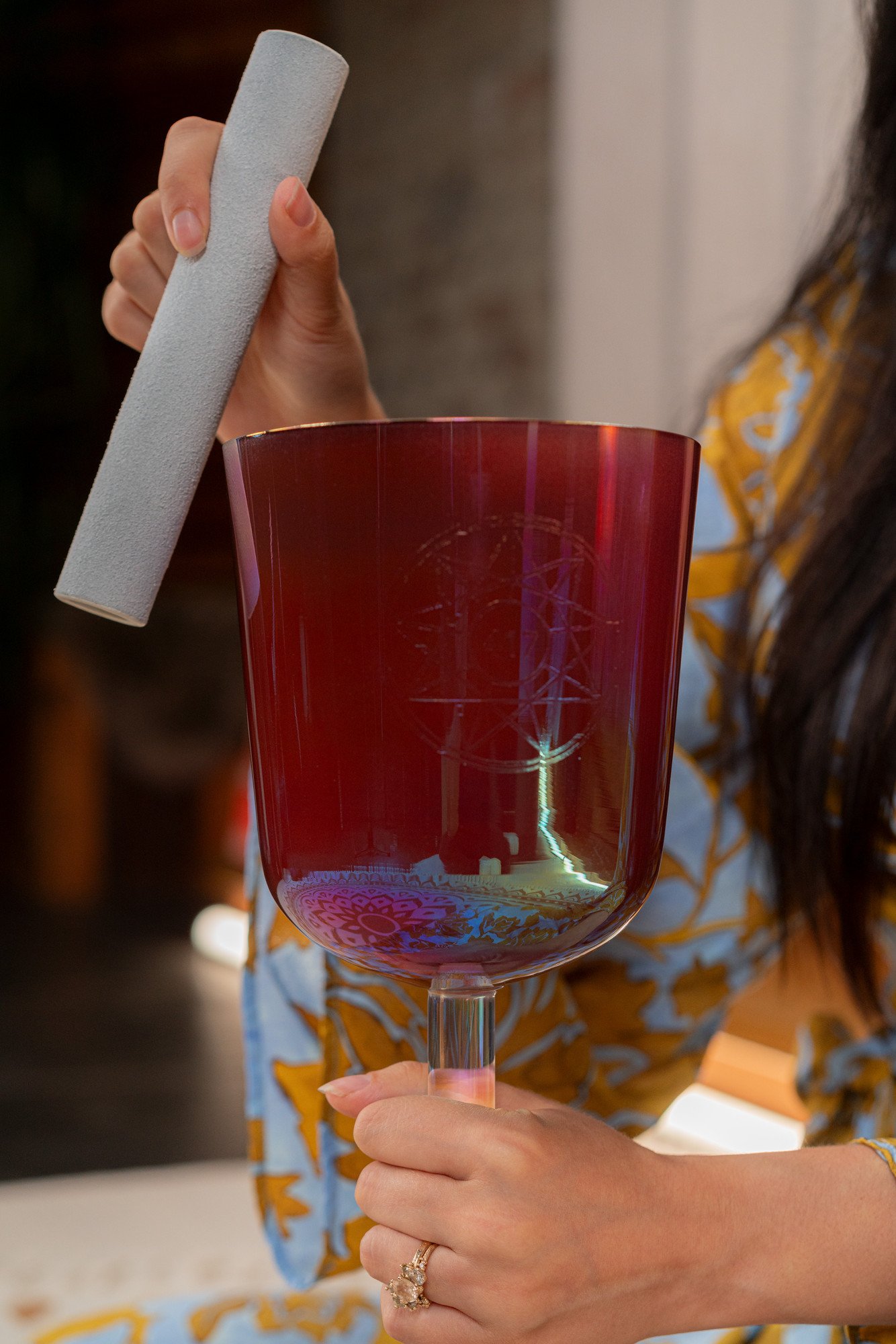5,75" Essence Solfeggio Crystal Singing Bowl Re 417 Hz, Kupferbraun