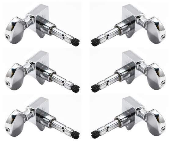 602C Tip Lock Locking Rotomatics with Round Button - Guitar Machine Heads, 3 + 3 - Chrome