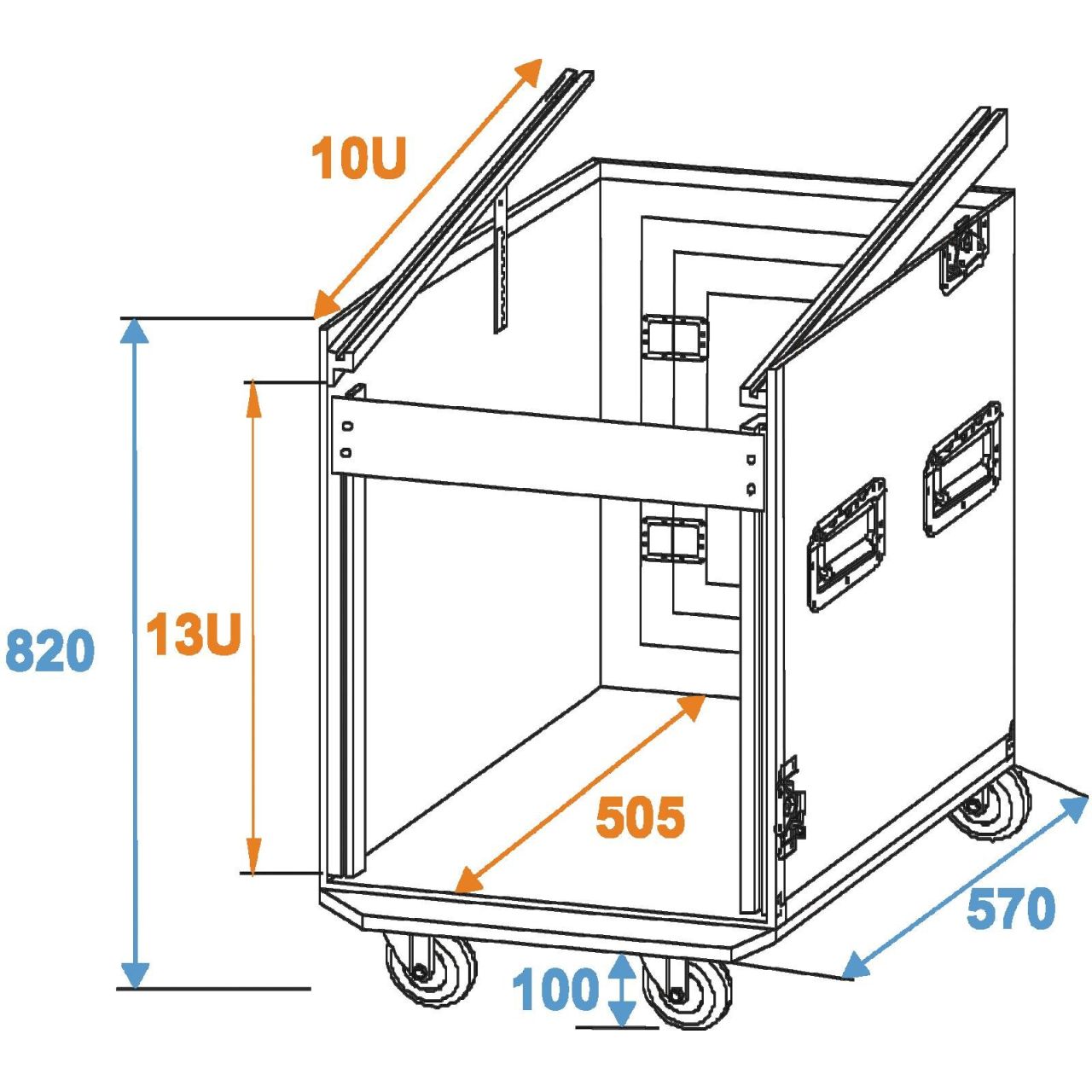 Spezial-Kombi-Case Profi, 12HE mit Rollen