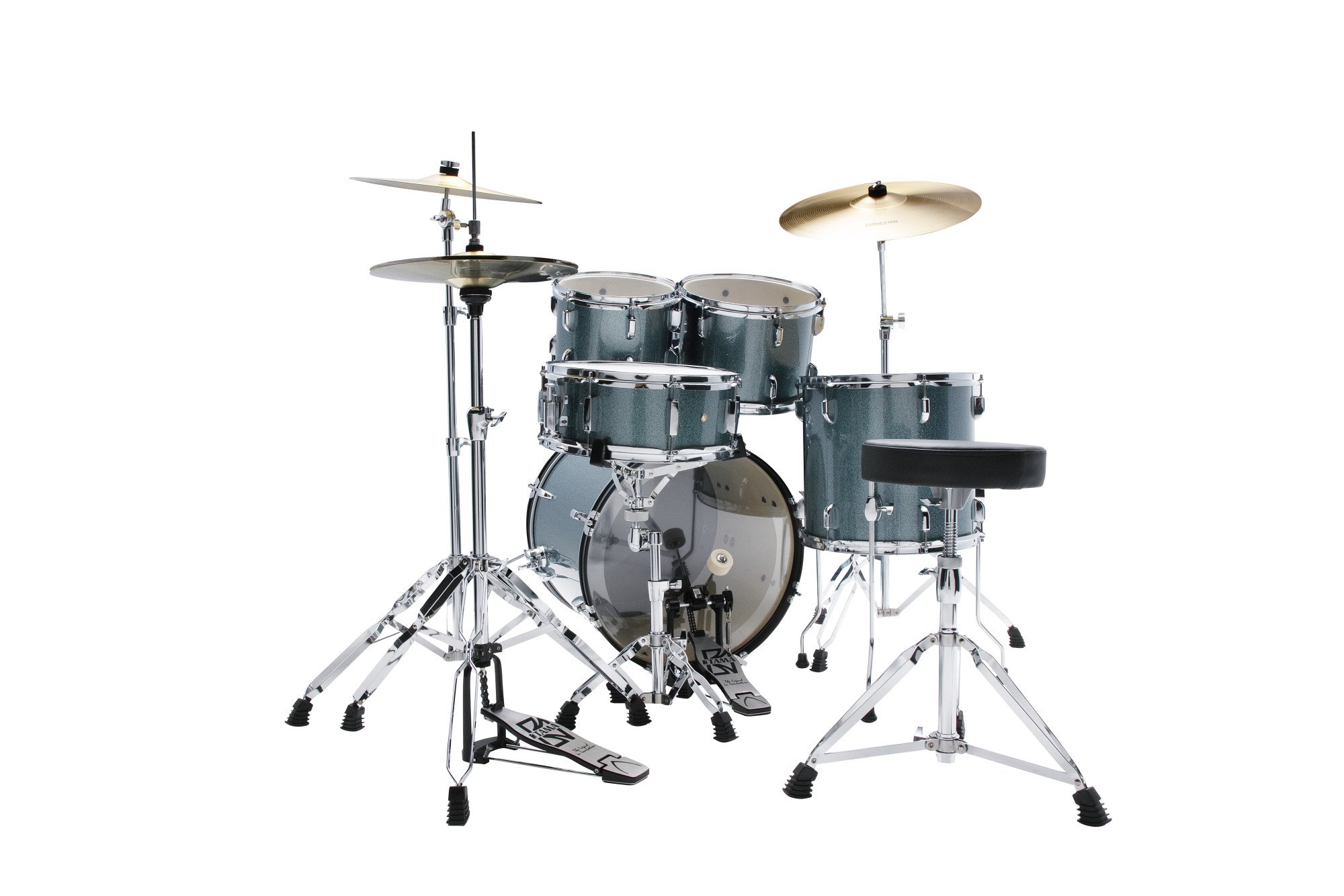 Stagestar Drumkit 5 teilig (20" BD) - Sea Blue Mist/Chrom HW + MEINL Cymbals BCS Cymbal Set