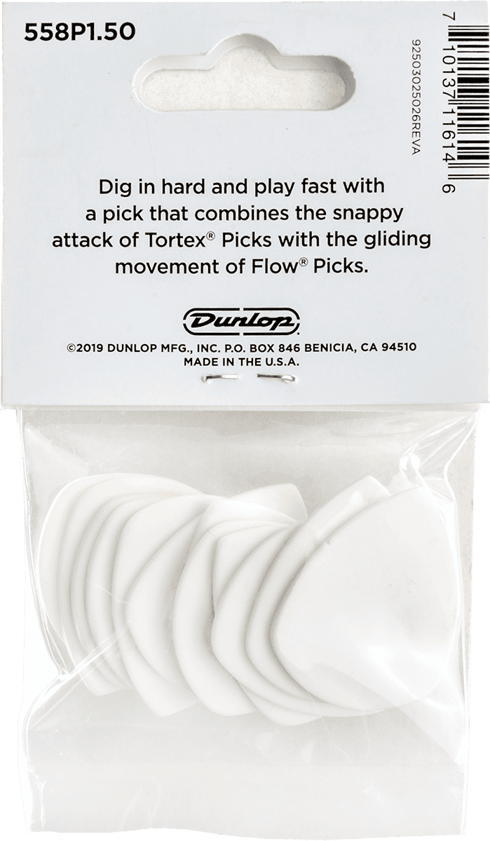 Tortex Flow Standard Picks, Player's Pack, 12 pcs., white, 1.50 mm 