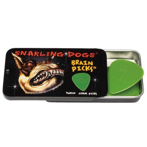 Snarling Dog Brain Picks - 351 Shape (TNSDB351 .53), 12 pcs Pick Tin, 0.53 mm, Green