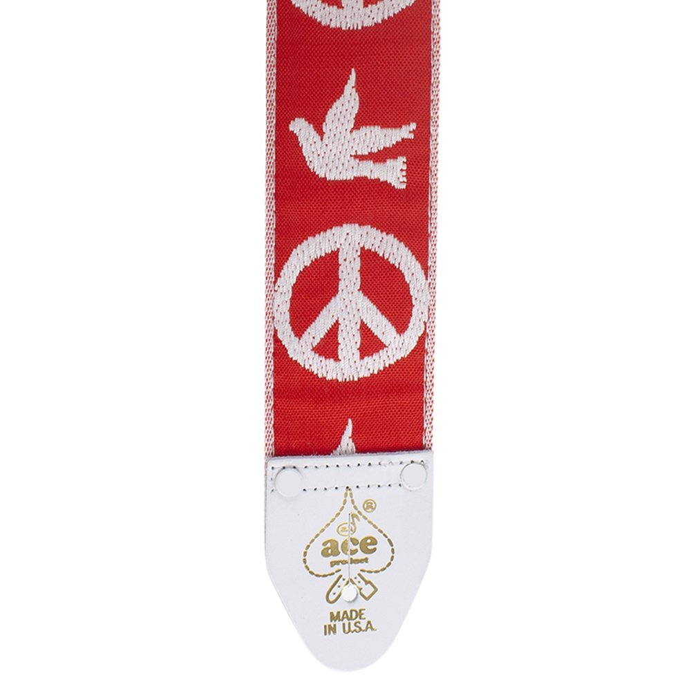 Ace Vintage Reissue Guitar Strap (ACE-6 RED), Peace & Dove Red