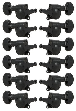 305BC12 Mid-Size Rotomatics with Round Button - 12-String Guitar Machine Heads, 6 + 6 - Black Chrome