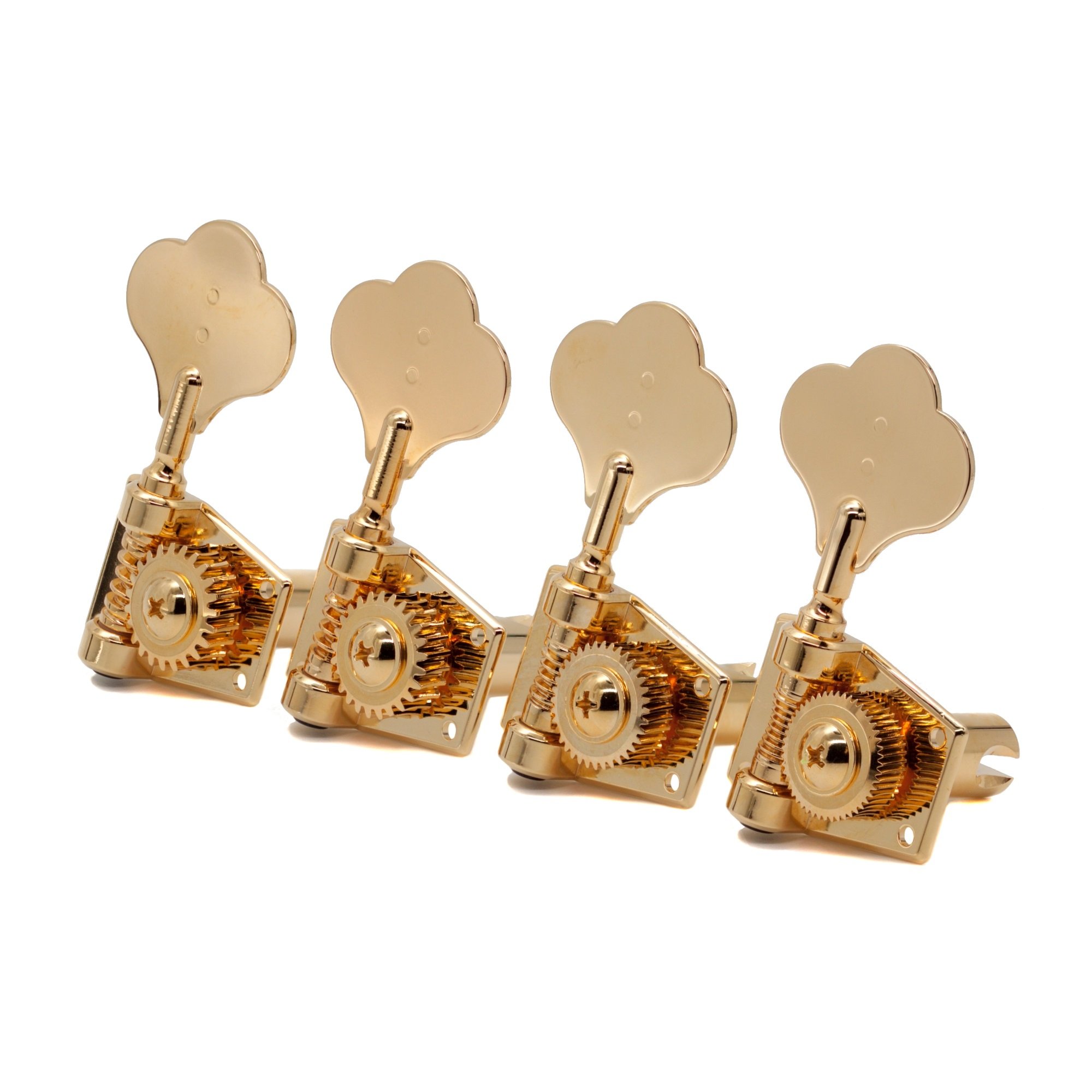 PRB-4401-G0 Ratio Bass Machine Heads, Open Back with Classic Clover Leaf Button - 4-String, 4-in-Lin