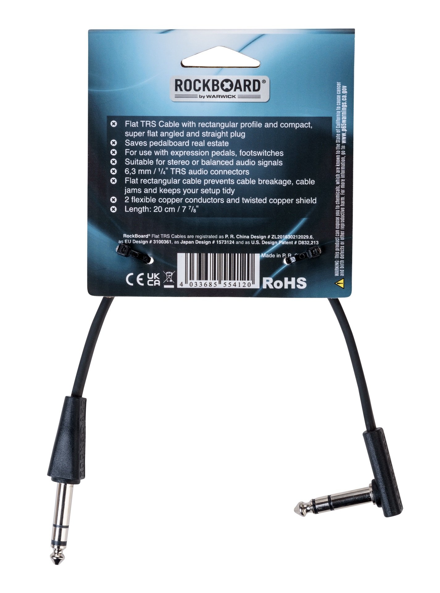 Flat TRS Cable Straight / Angled - 20 cm / 7 7/8"