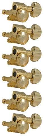 505G6 Mini Roto-Grip Locking Rotomatics - Guitar Machine Heads, 6-in-Line, Bass Side (Left) - Gold