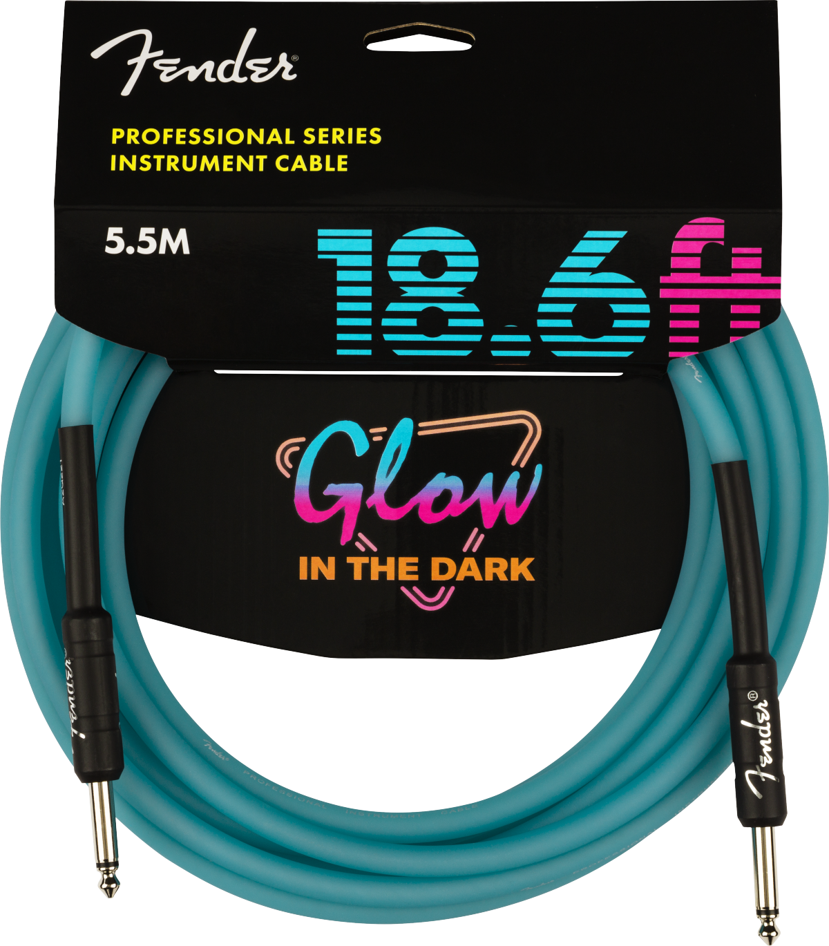 Professional Glow in the Dark Cable, Blue, 18.6'