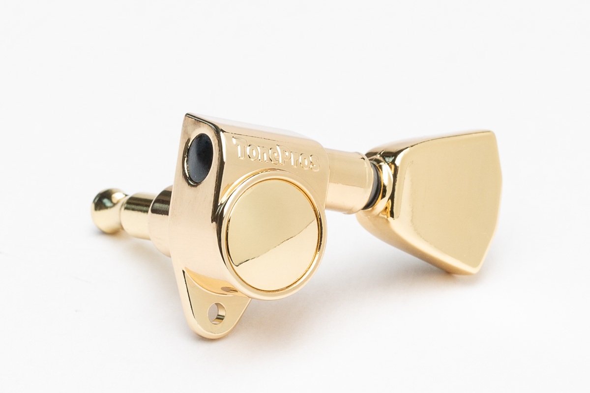 GKH33X Tuner with 20:1 Gear Ratio and Metal Keystone Button - Guitar Machine Heads, 3 + 3 - Gold