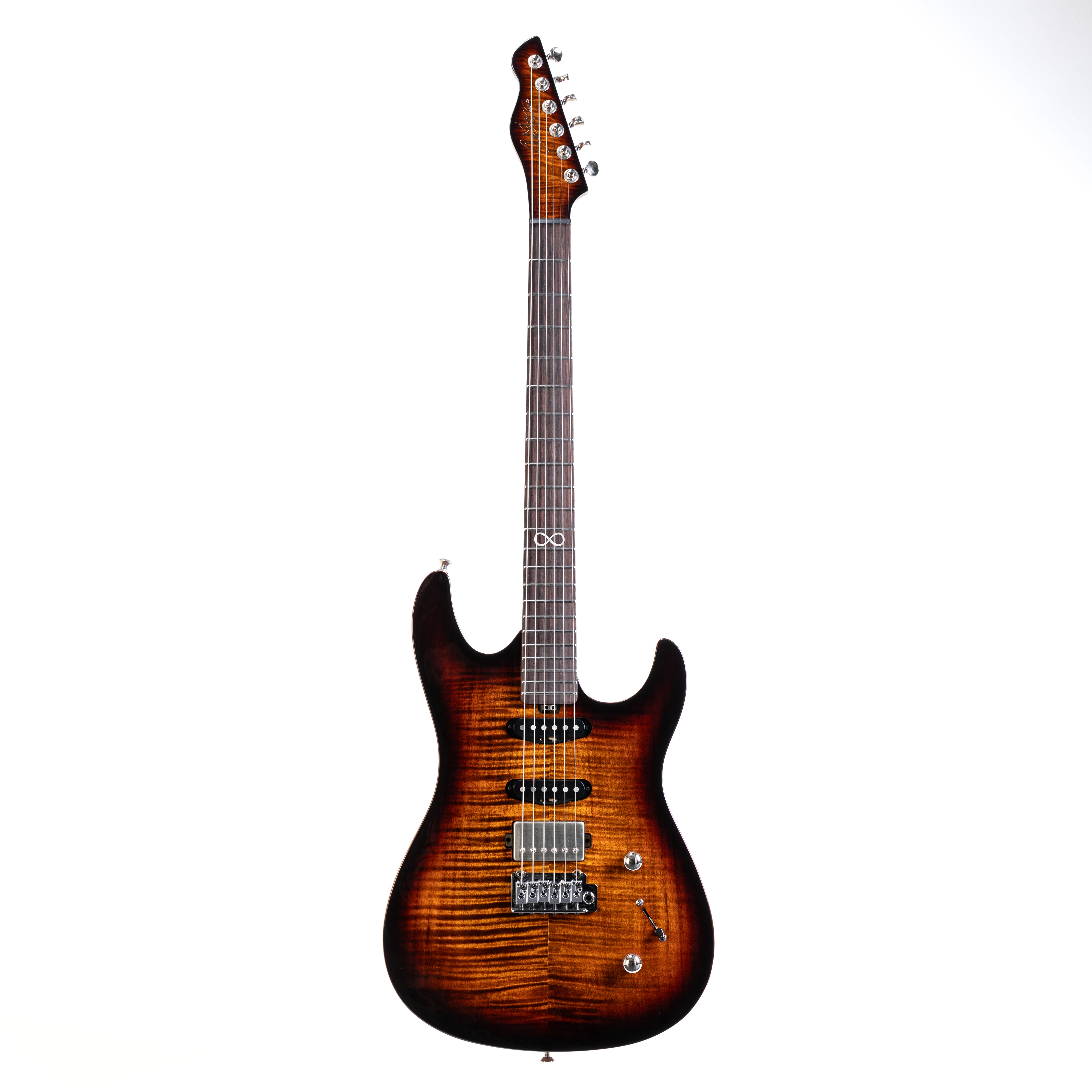E-Gitarre, Flamed-Maple-Decke, Sunburst, Humbucker, Tremolo