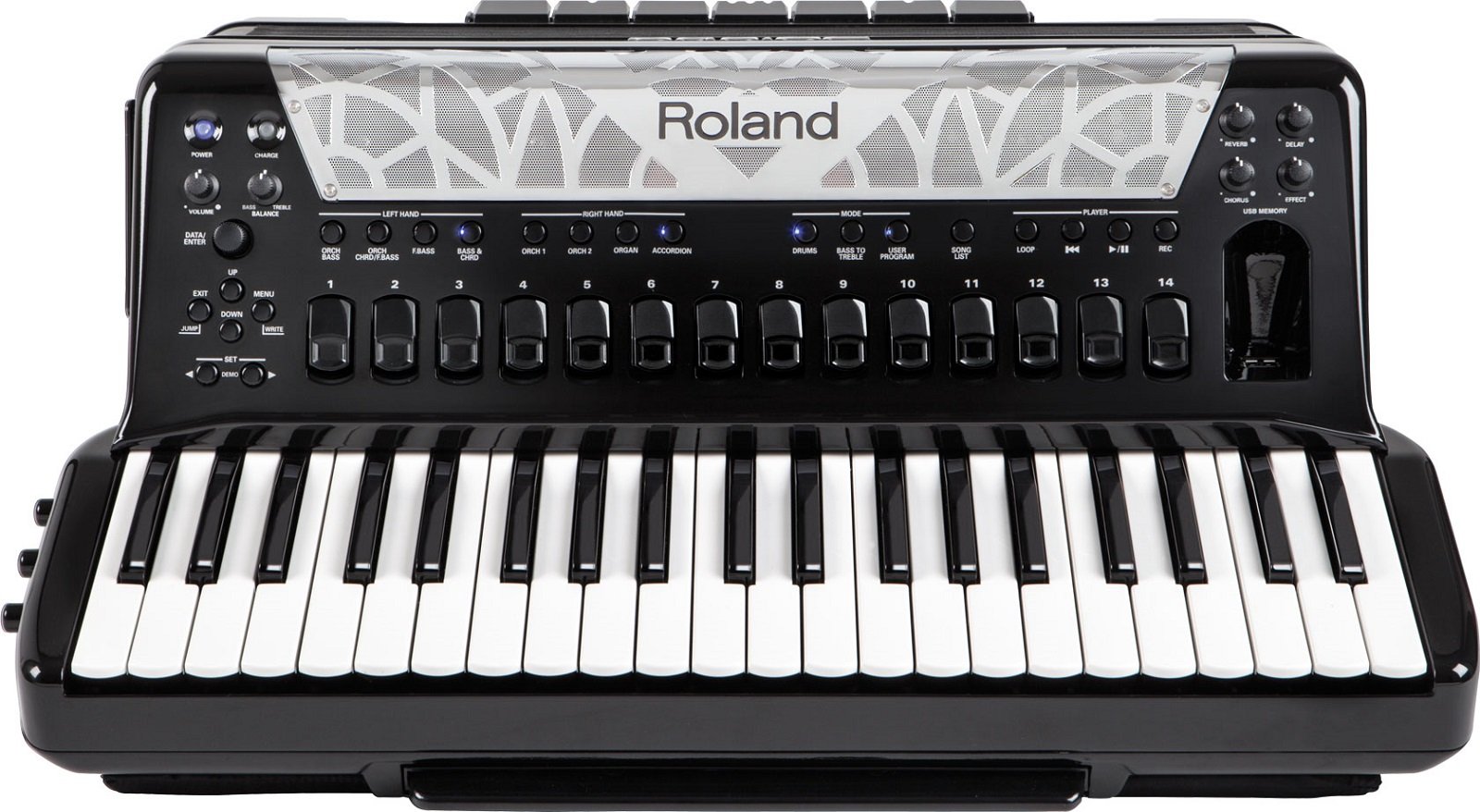 Roland FR-8X V-Akkordeon – Seitenansicht