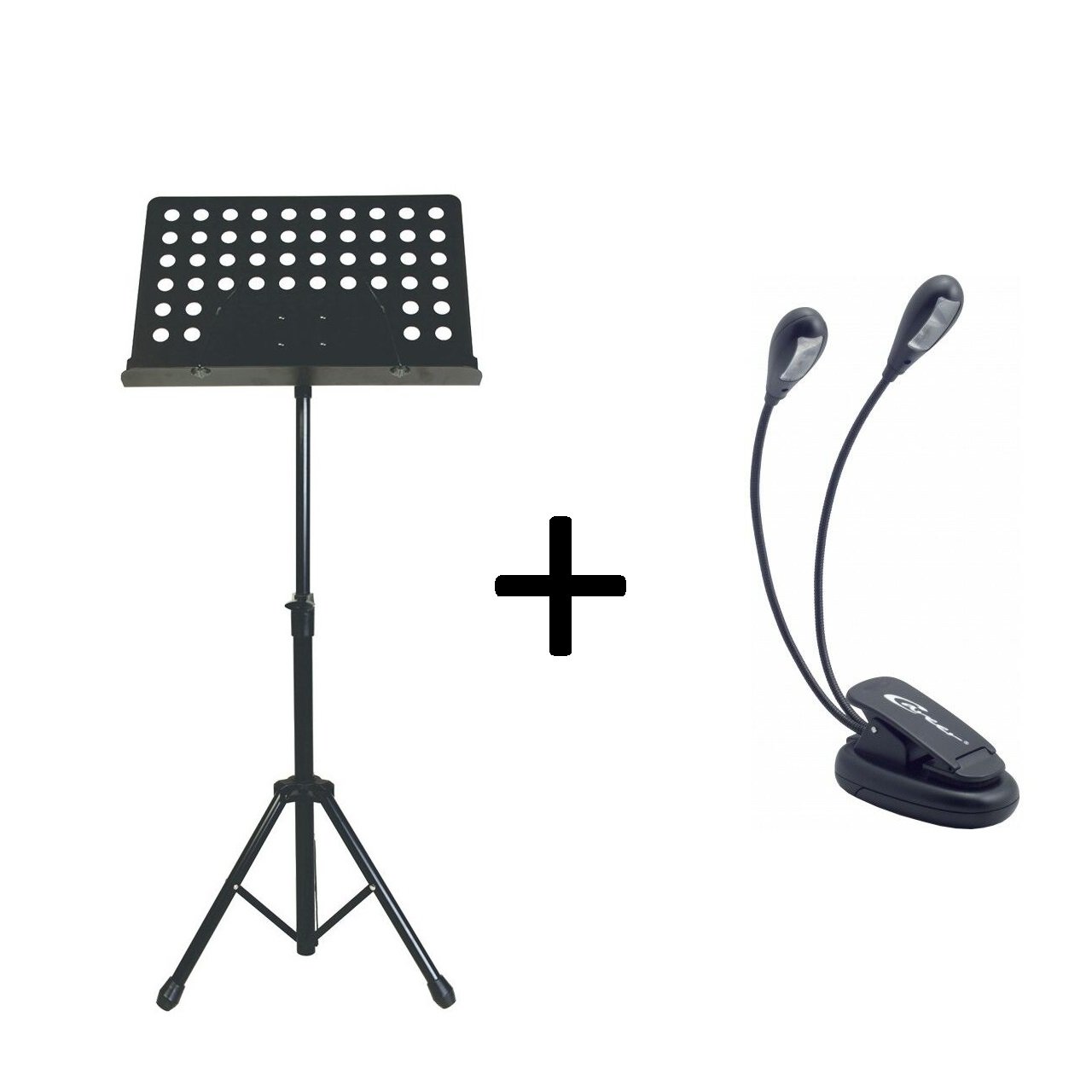 BUNDLE: Orchesterpult Schwarz + LED-Leuchte