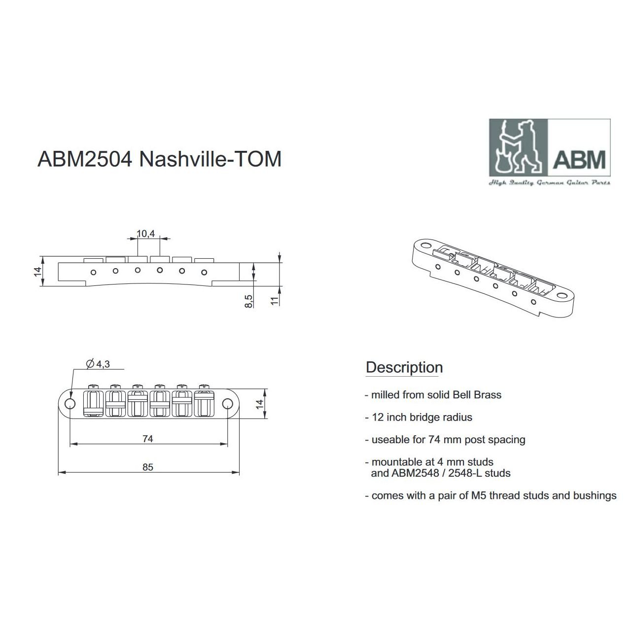 2504n Nashville TOM-Style Bridge, nickel