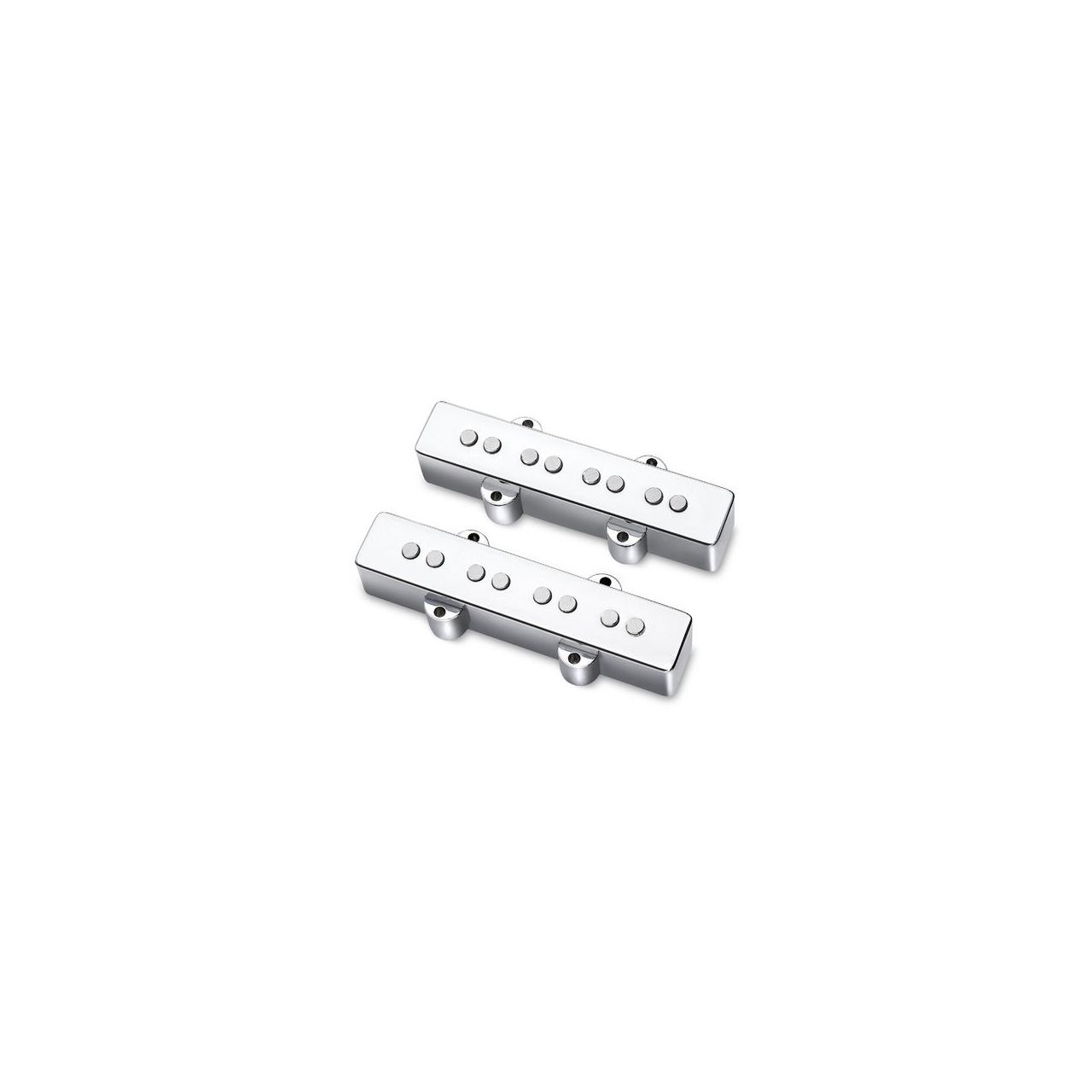 Passive J/J-Style Bass Pickup Set, Metal Cover, Open Pole Pieces, 4-String - Chrome 