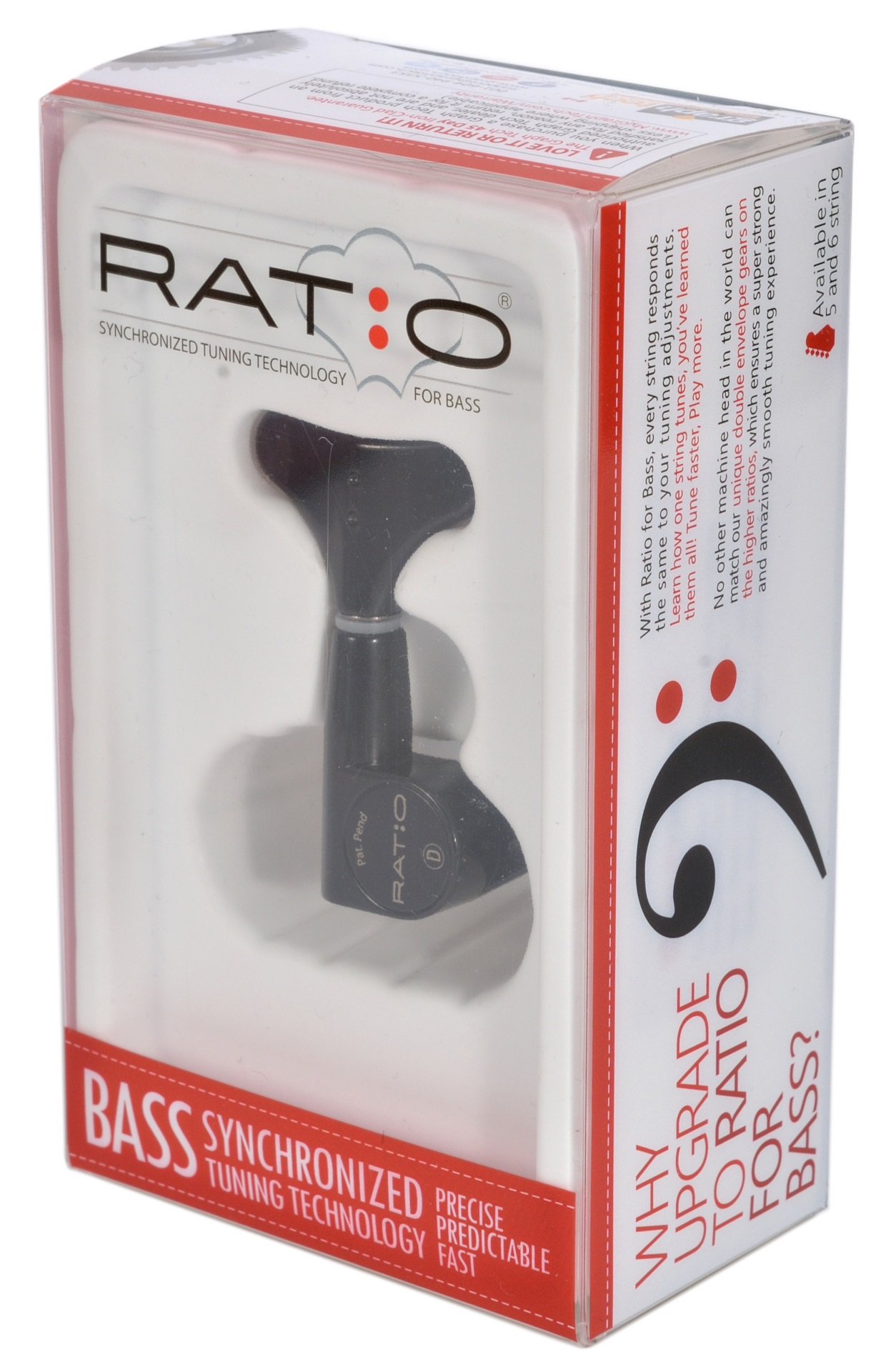 PRB-5230-B0 Ratio Bass Machine Heads with Y-Style Button - 5-String, 2 + 3 - Black