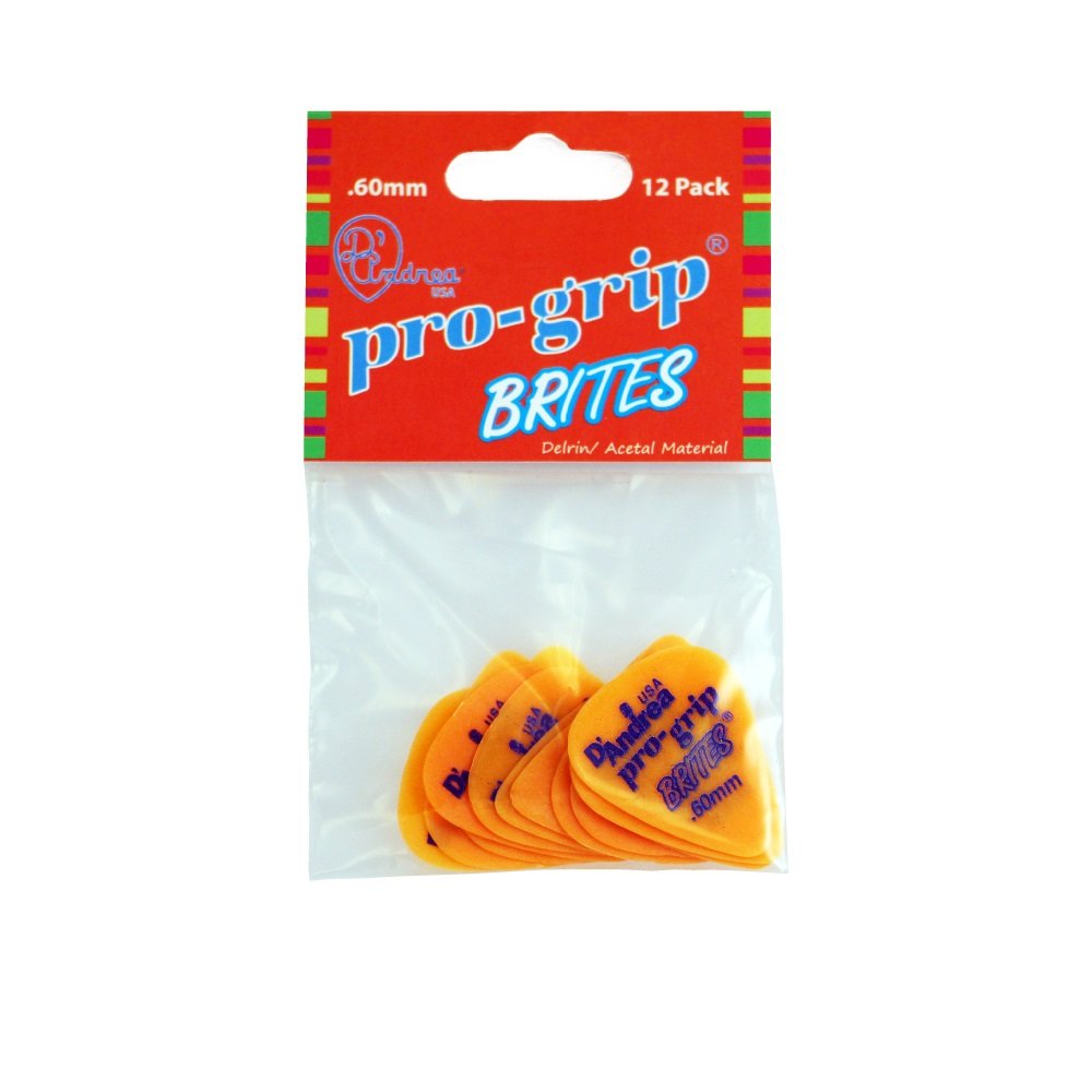 Pro-Grip Brites Picks - 351 Shape (TPGB351 .60TM), 12 pcs Pick Pack, 0.60 mm, Orange