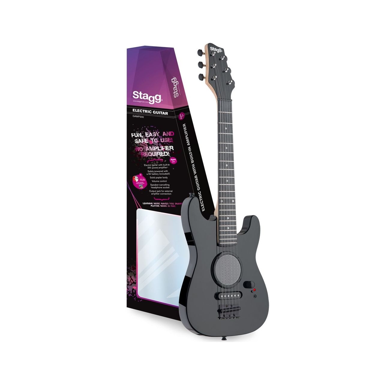 GAMP200-BK Junior E-Gitarre mit eingebautem Amp