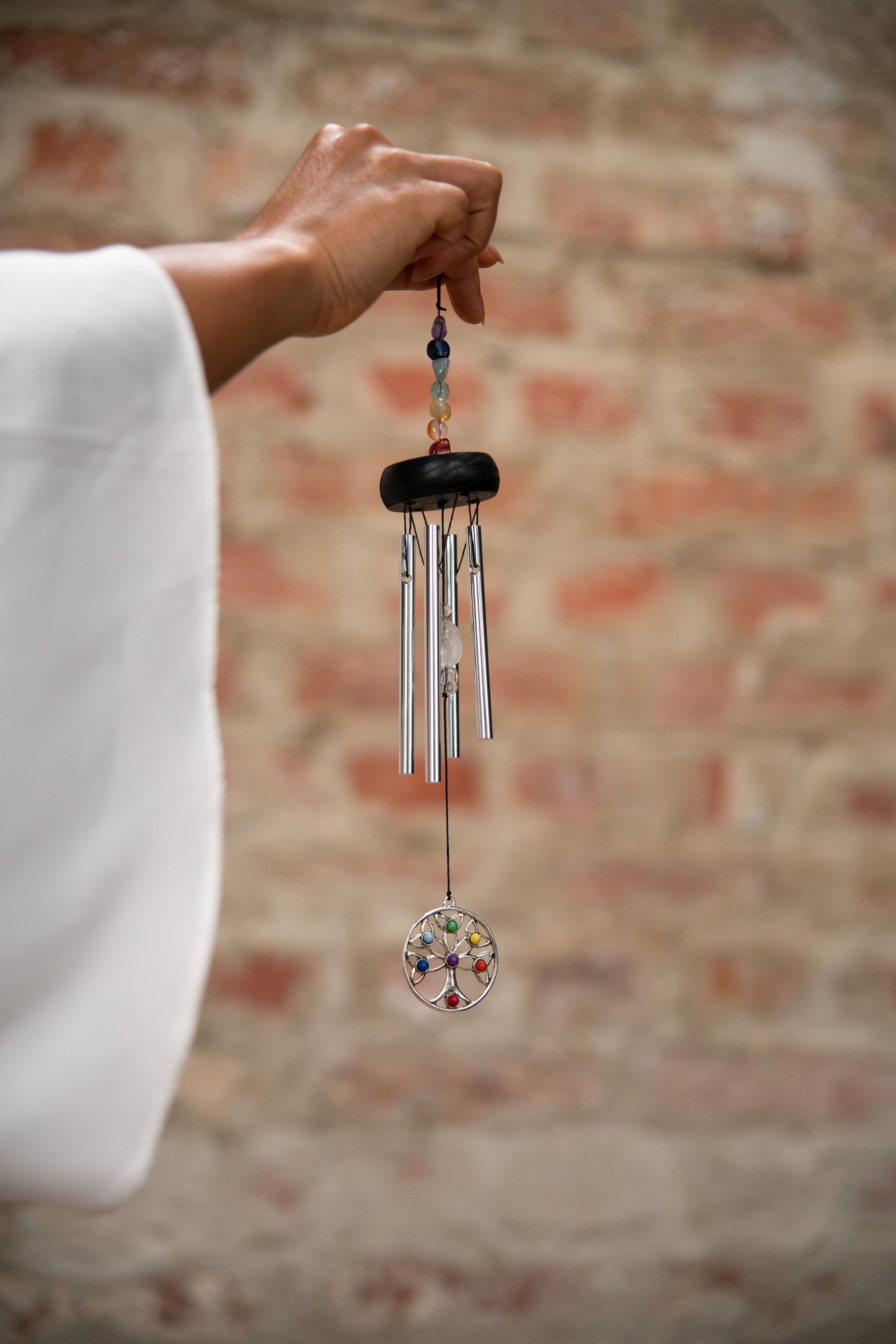 Mini Tree of Life Chakra Chime, 12" / 30 cm, Silber