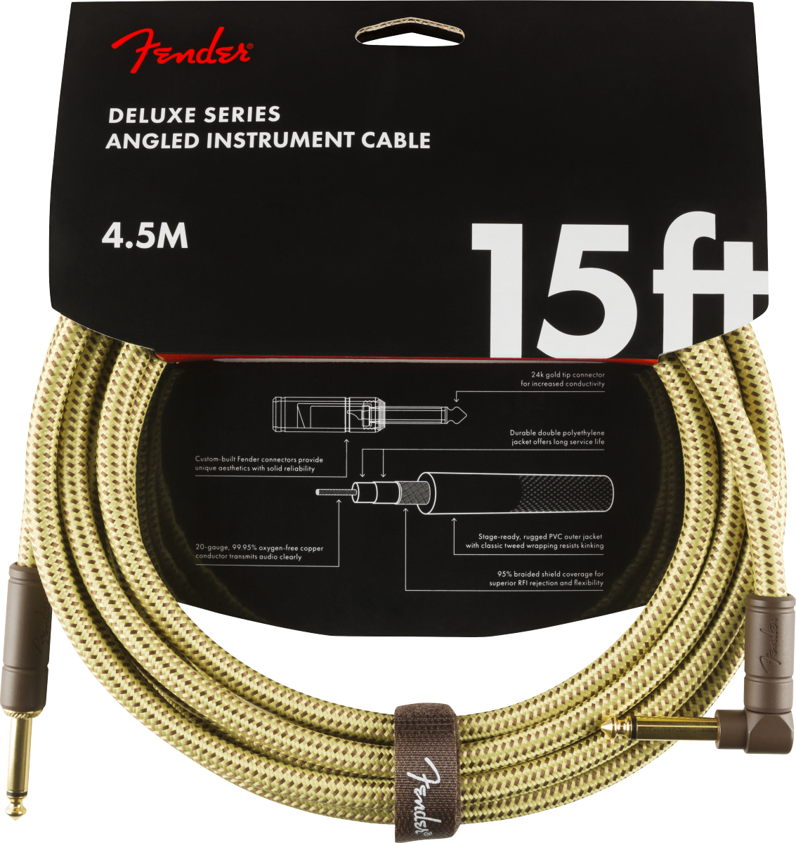 Deluxe Series Instrument Cable Straight/Angle Tweed (4,5 m)