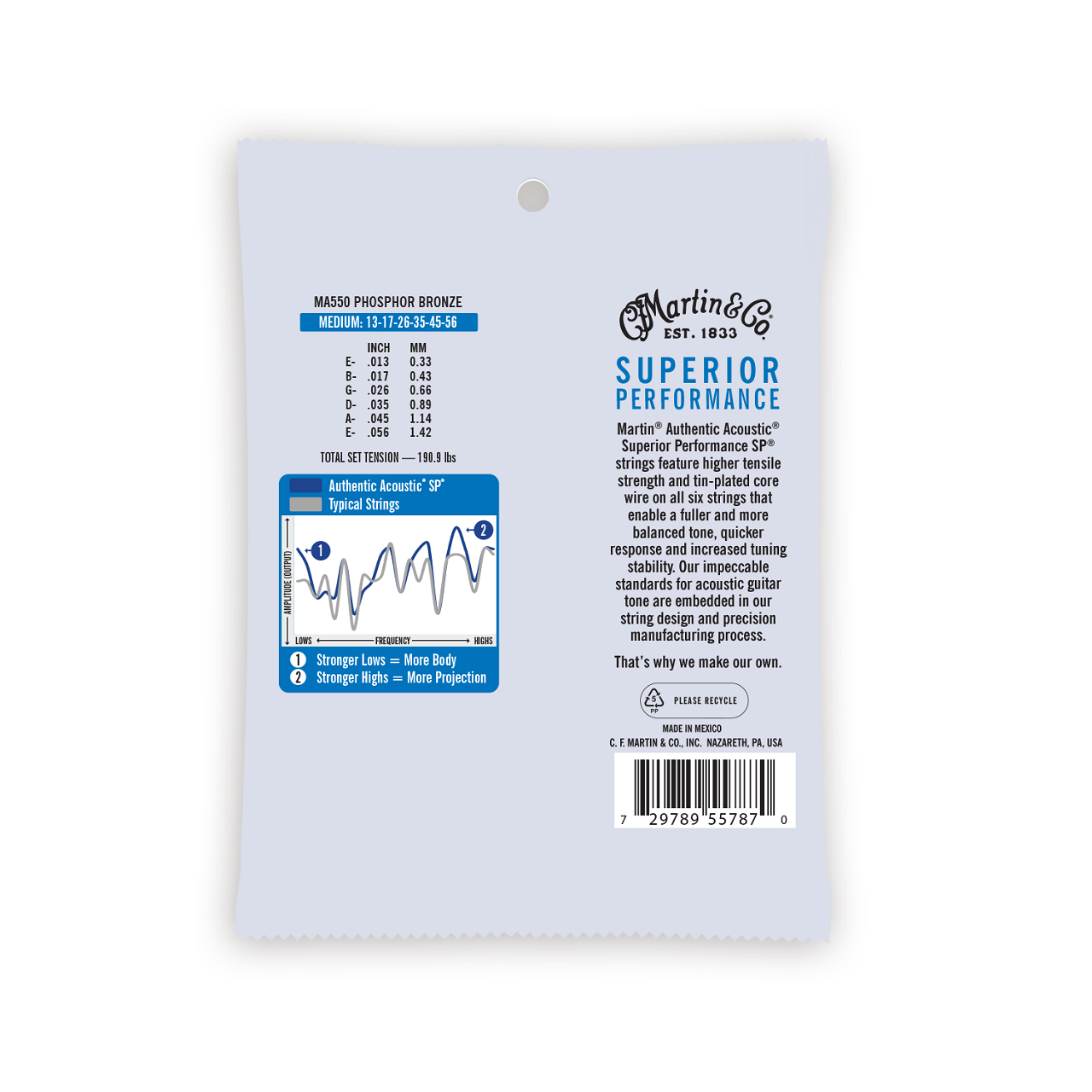 MA550 Authentic Acoustic SP Guitar Strings 13-56 Medium