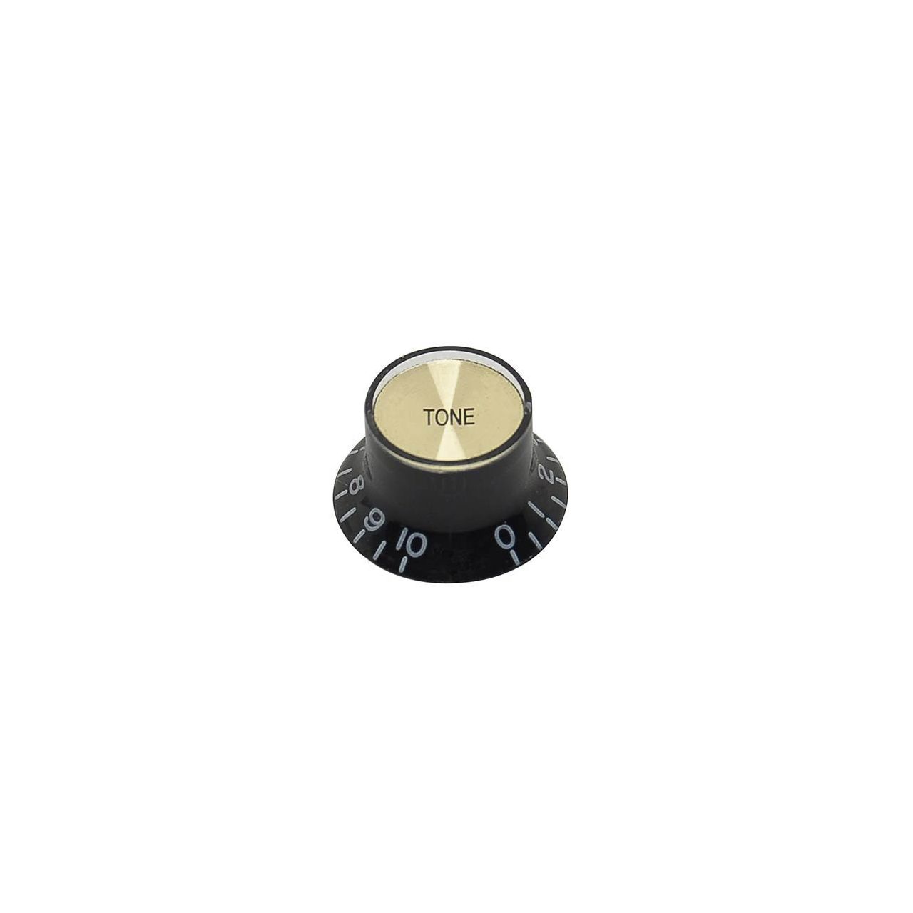 Potiknopf, Bell Knob, SG-style, schwarz mit gold, Tone, für US-Poti-Schaft 