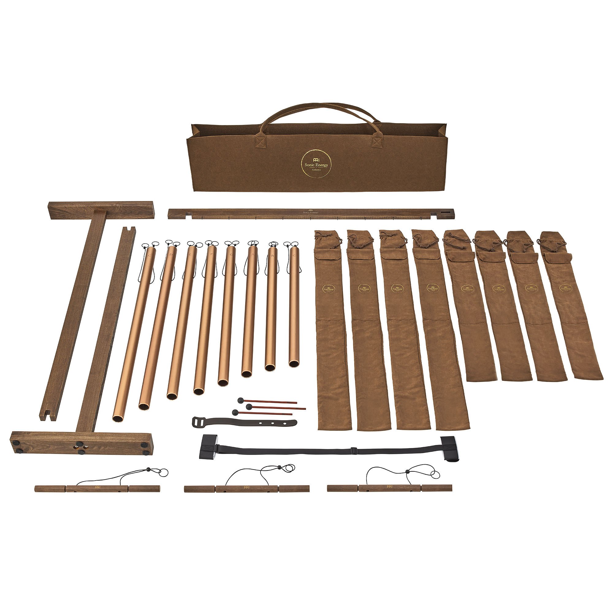 Sound Bath Tube Chime Set, 440 Hz, Bronze 8 teilig