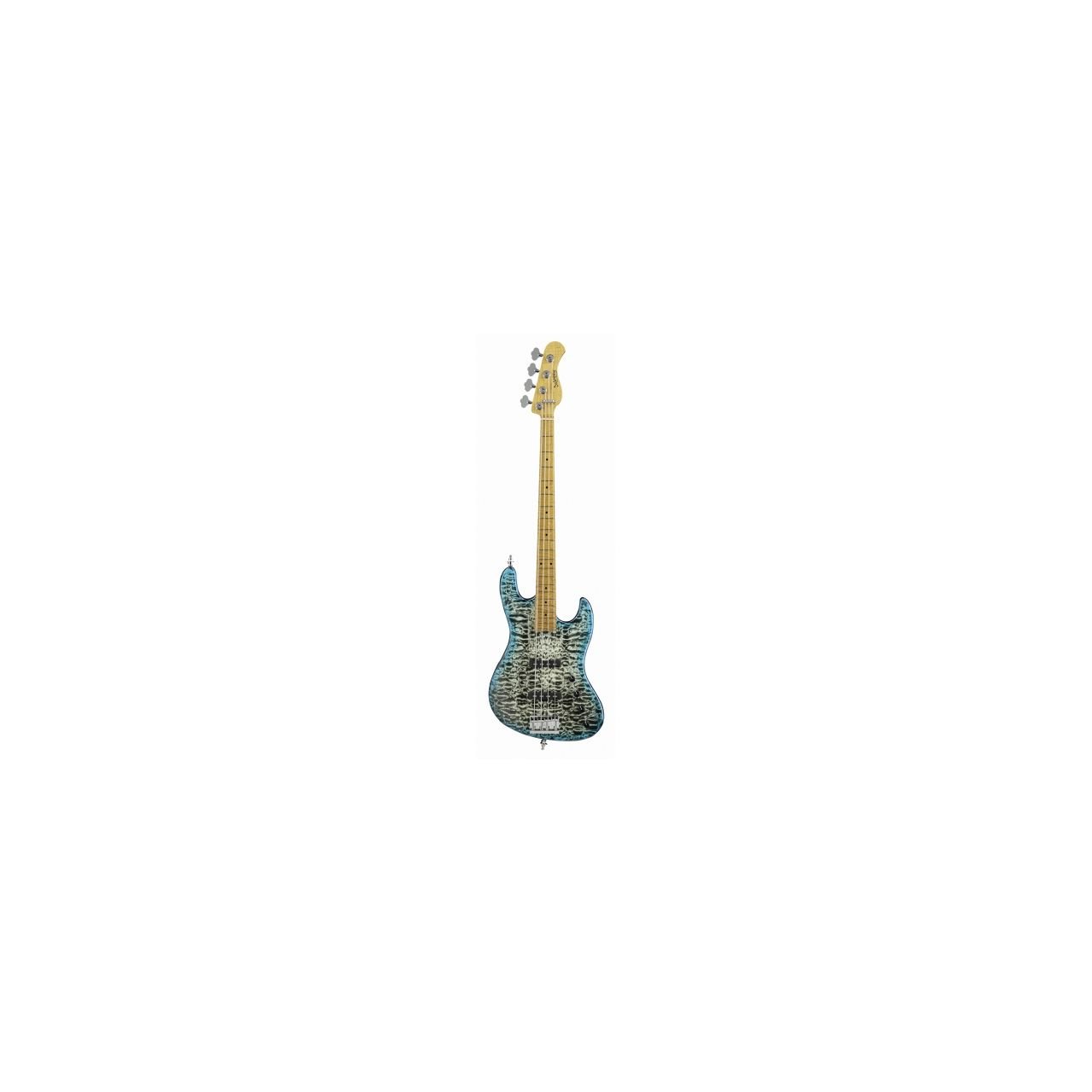 MasterBuilt 21-Fret Standard J/J Limited Edition 2020, 4, Whale Blue Transparent High Polish Burst