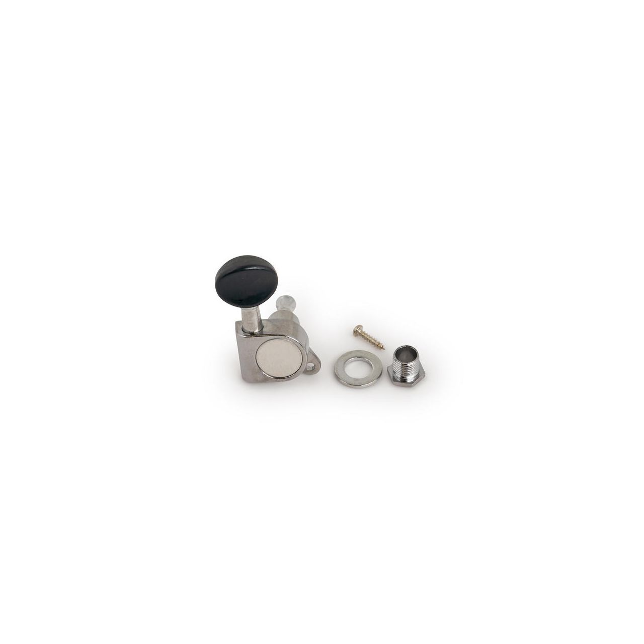 Machine Head, Closed Gear, Black Knob, Right - Chrome 