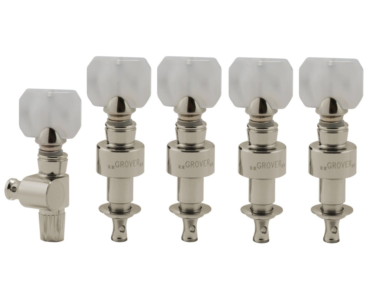 122N5 Geared Banjo Pegs with Square Pearloid Button - 5 pcs. - Nickel