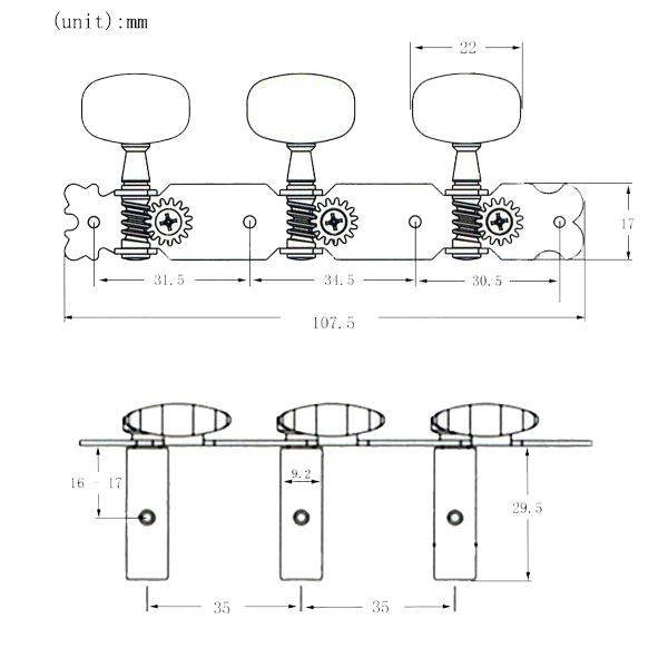 MGP15 Classical Guitar Tuning Pegs Keys, Silber (3+3)
