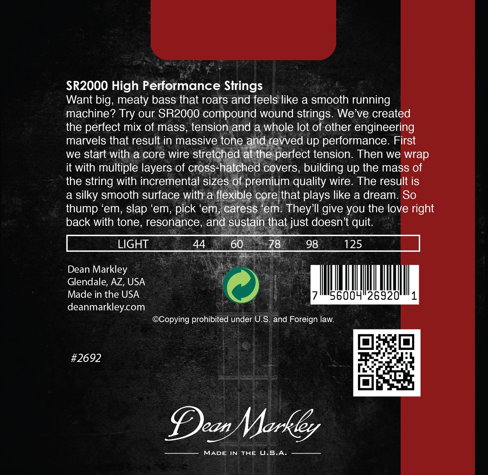 SR 2000 - 2692 - Electric Bass String Set, 5-String, Light, .044-.125